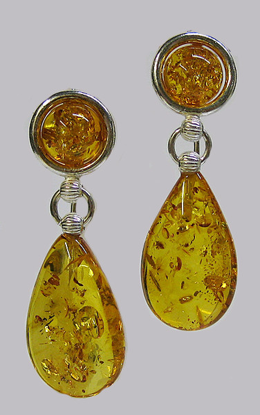 Honey Baltic Amber Teardrops Earrings