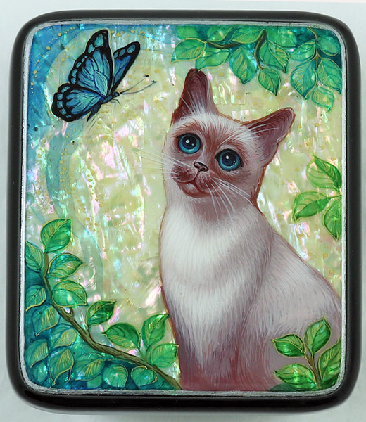 Kitten with Butterfly | Kholui Lacquer Box