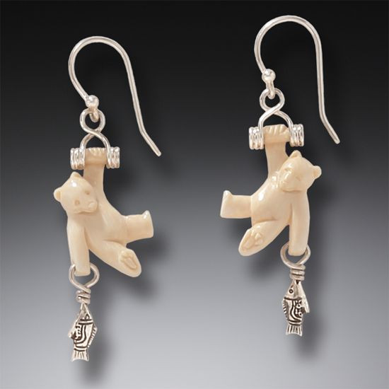 Bear Earrings - Fossilized Mammoth Ivory