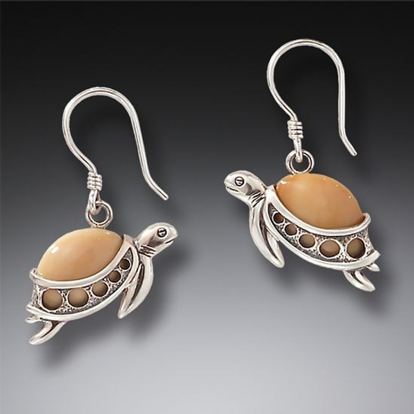 Turtle Earrings - Fossilized Walrus Ivory