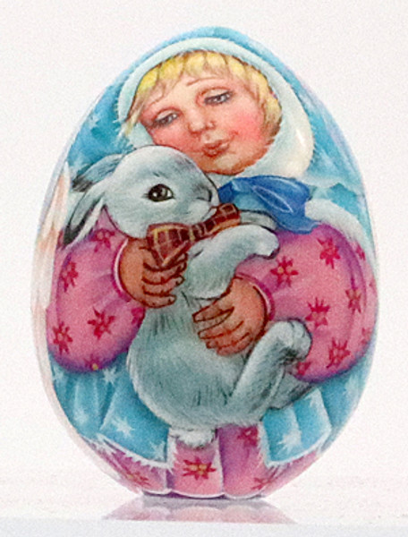 Angel Child with Rabbit   | Russian Christmas Ornament