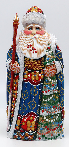 Blue and Red Santa with Christmas Tree | Grandfather Frost / Russian Santa Claus