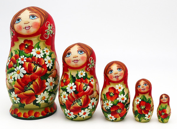 Matryoshka with Poppies and Camomiles | Fine Art Matryoshka Nesting Doll