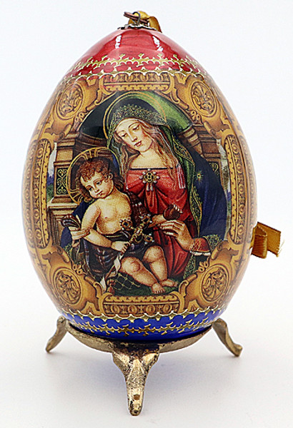 Madonna and Child Christmas Ornament Egg