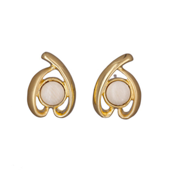 Fossil Mammoth Round Earrings - Gold Plated