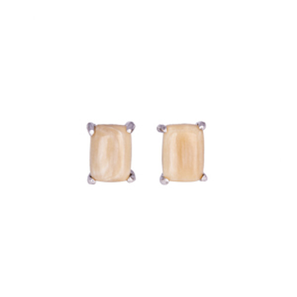 Fossil Mammoth Rectangle Stud Earrings - Sterling Silver