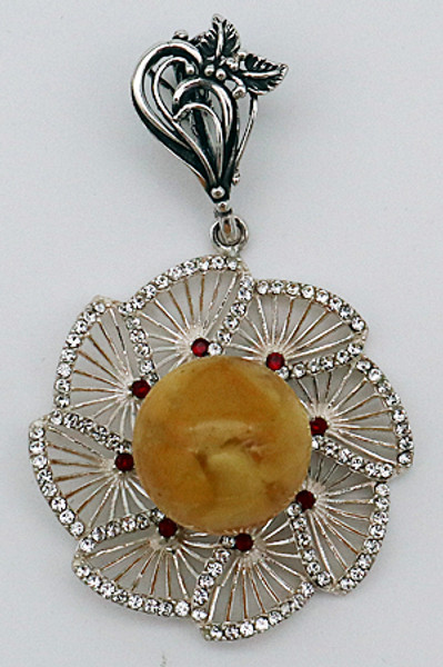 Filigree Flower Butterscotch Shade Baltic Amber Pendant