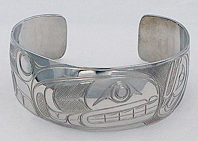 Killer Whale Haida Style Cuff Bracelet | Native Totemic Silver