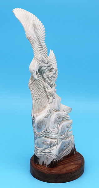 Moose Antler Eagle and Salmon | Bone and Antler Carvings