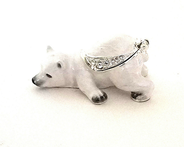 Snoozy Polar Bear Miniature | Bejeweled Enamel Boxes
