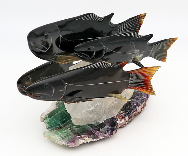 Spawning Salmon | Bone and Antler Carvings