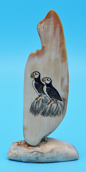 Two Puffins by Dennis Sims | Scrimshaw
