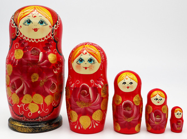 Floral Maiden - Red | Traditional Matryoshka Nesting Doll