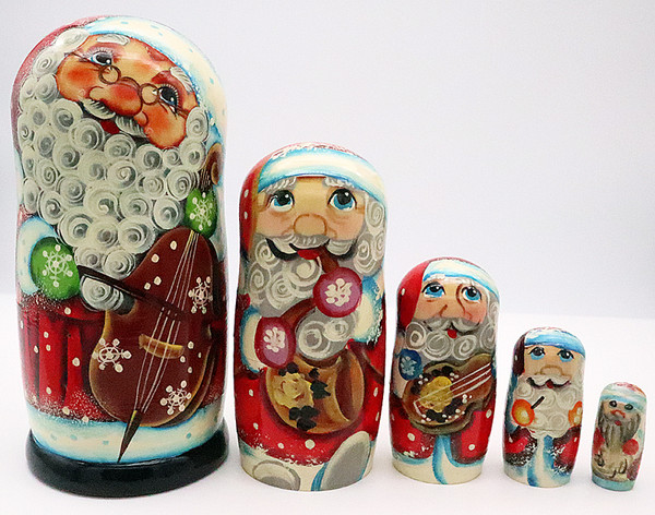 Santa with Cello | Traditional Matryoshka Nesting Doll