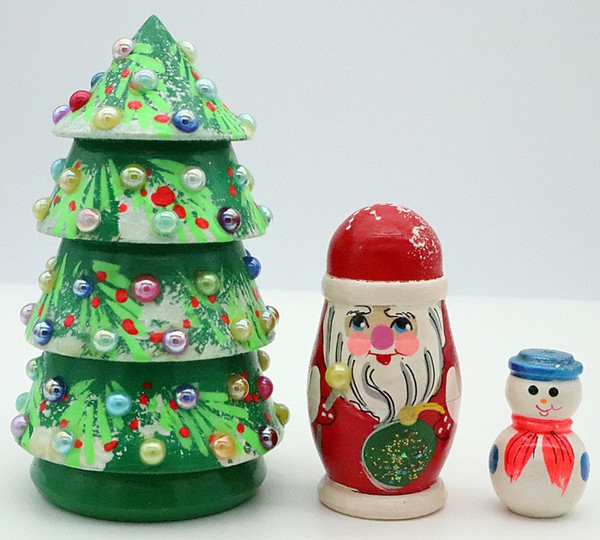 Christmas Tree, Santa and Snowman | Matryoshka / Nevalashka Doll
