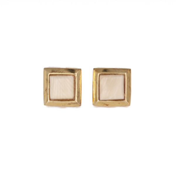 Fossil Mammoth Square Shape Earrings - Gold Plated