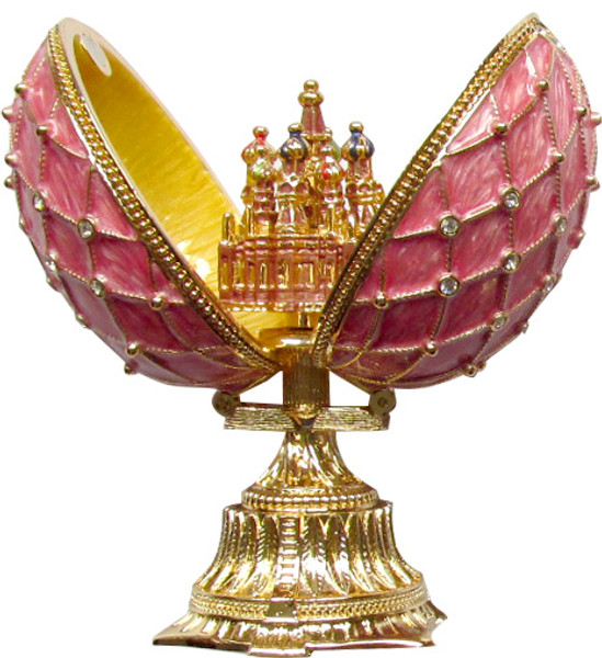 Egg with St Basil's Cathedral  - Pink | Faberge Style Egg
