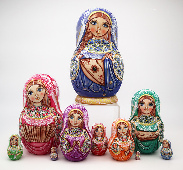 Maiden with Balalaika  | Fine Art Matryoshka Nesting Doll