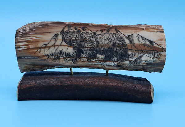 Walking Bear | Scrimshaw by George Vukson