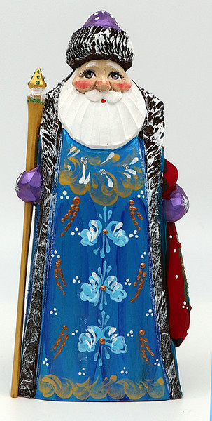 Santa in Blue Coat with Red Bag | Grandfather Frost / Russian Santa Claus 