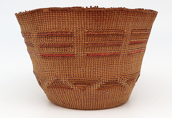 Antique Tlingit Native Hand Woven Basket with Birds