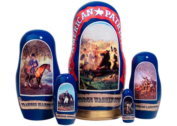 American Patriots Nesting Doll 5pc | Traditional Matryoshka Nesting Doll