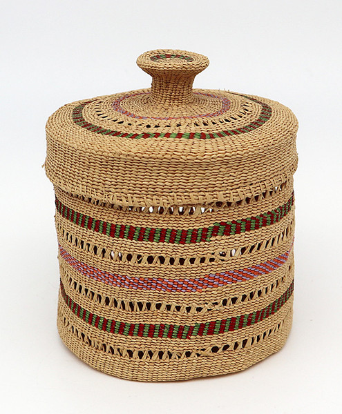 Aleut Hand Woven Basket - Rye Grass Basket by Doris Krukeft