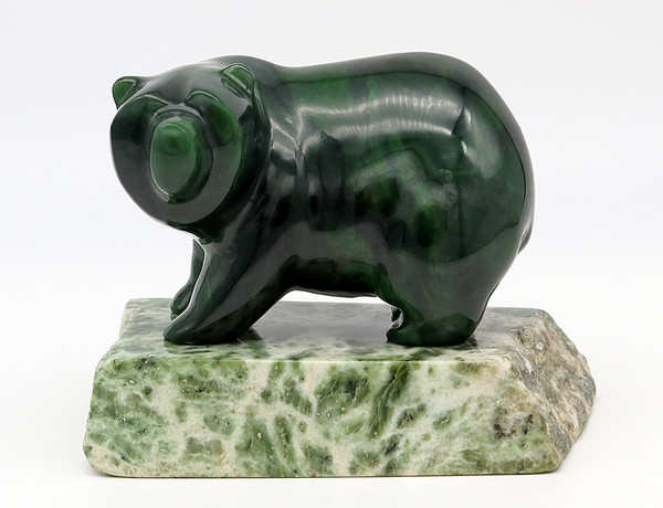 Large Jade Bear on Jade Base | Gemstone Carvings