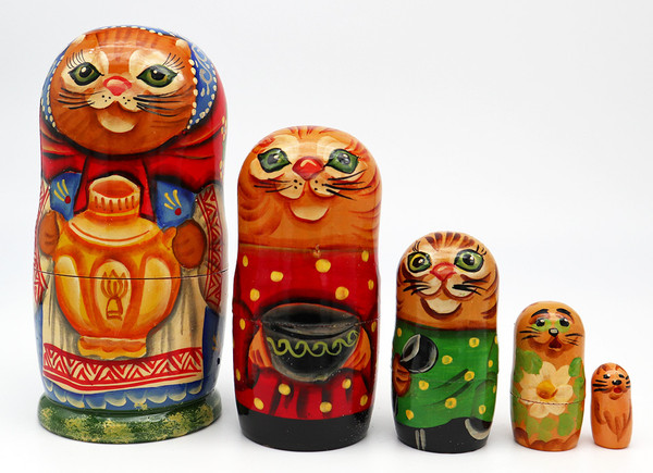 Cat with Samovar | Traditional Matryoshka Nesting Doll