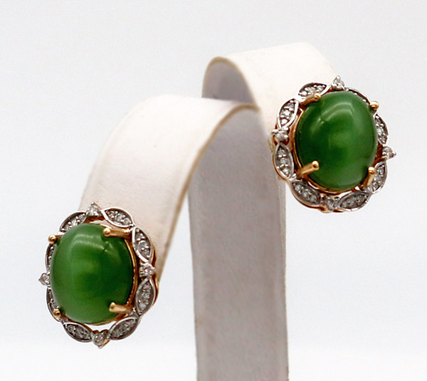14K Gold Siberian Nephrite Earrings