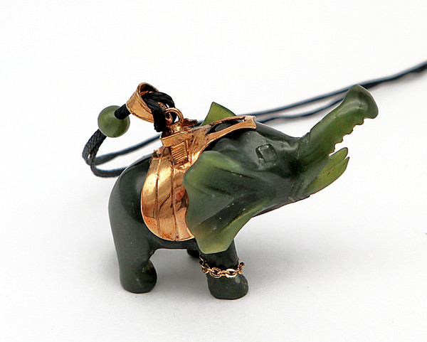 Nephrite Jade Elephant Necklace