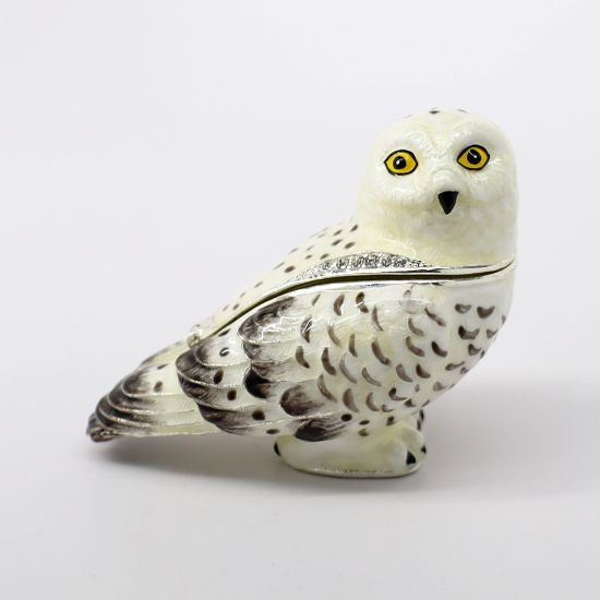 Skylar the Snowy Owl  | Bejeweled Enamel Boxes