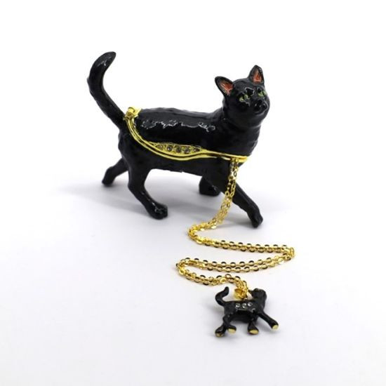 Salem Bombay Black Cat   | Bejeweled Enamel Boxes