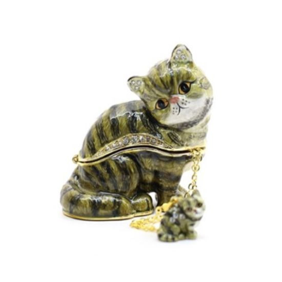 Peek-a-boo Exotic Cat   | Bejeweled Enamel Boxes
