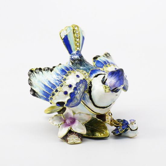 Blooming Blue Jay   | Bejeweled Enamel Boxes