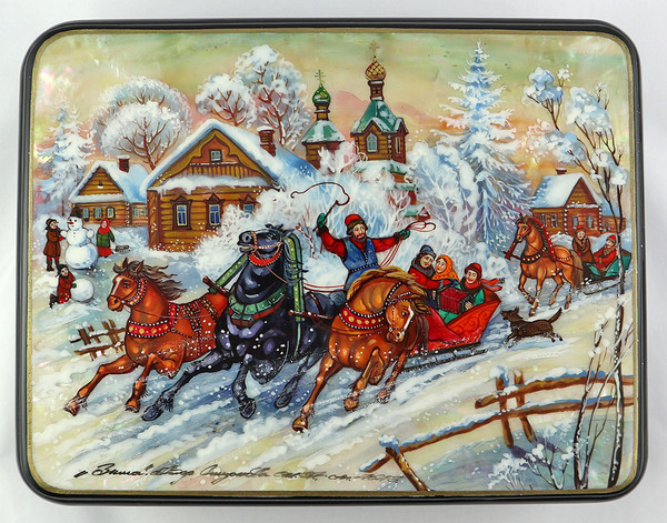 Winter Troika by Smirnova | Fedoskino Lacquer Box