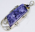 Large Charoite Pendant with Amethyst