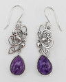 Charoite Earrings - Silver Butterflies