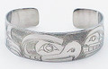 Thunderbird & Orca Haida Style Cuff Bracelet  | Native Totemic Silver Jewelry