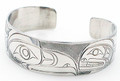 Eagle & Orca Haida Style Cuff Bracelet 3/4"  | Native Totemic Silver Jewelry