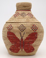 Native American Yupik Woven Butterfly Lidded Basket - Hand Woven Basket  