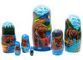 Brown Bear Fishing Nesing Doll 7pc | Alaska Theme Matryoshka Nesting Doll