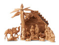 Complete Large Nativity set with 3D Palm Tree Creche and set of 3 Camels