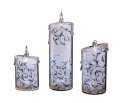 Blue Swirly Leaves Candle Set