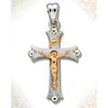 Crucifixion Two Tone Sterling Silver Cross/ Orthodox Cross