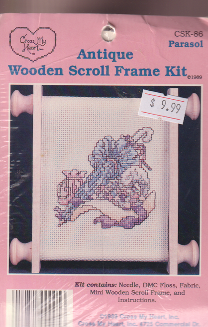 Parasol - Antique Wooden Scroll Frame Cross Stitch Kit CSK-86 Parasol - Antique Wooden Scroll Frame Cross Stitch Kit CSK-86