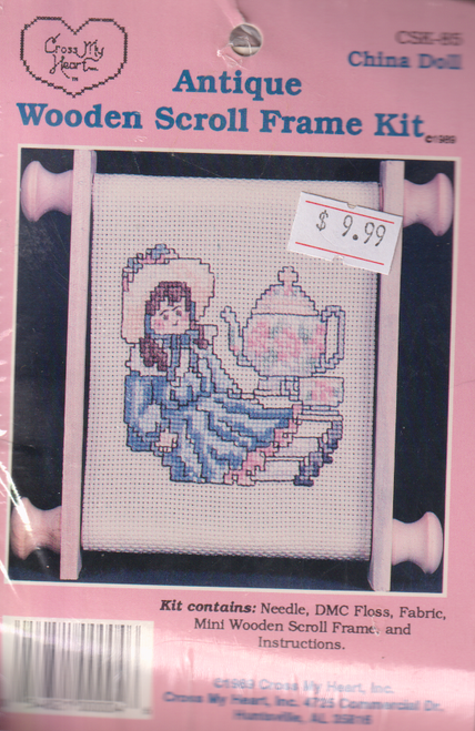 China Doll - Antique Wooden Scroll Frame Cross Stitch Kit CSK-85 China Doll - Antique Wooden Scroll Frame Cross Stitch Kit CSK-85