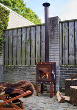RB73 Piquia Outdoor Stove – Corten Steel Wood-Burner with Glass Door