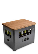 Höfats BEER BOX Board – Bamboo Top on the beer box , with beer inside