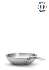 handle side view of the De Buyer Alchimy Stainless Steel Wok - 28 cm